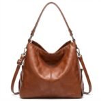 Elyzore Genuine Brown Leather Tote Bag for Women
